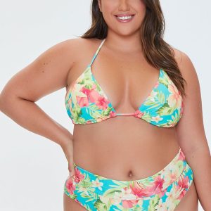 Plus Size Tropical Print Bikini Bottoms