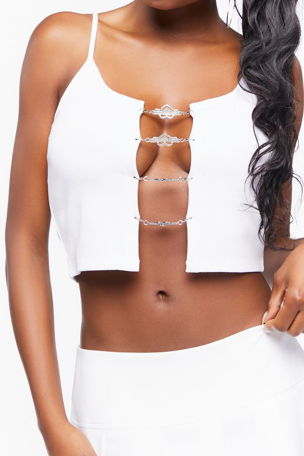 Rhinestone Heart Ladder Cutout Cami - Image 11