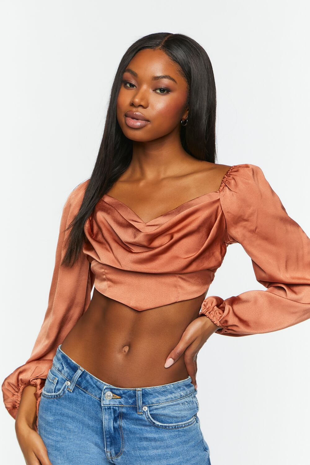 Draped Satin Crop Top