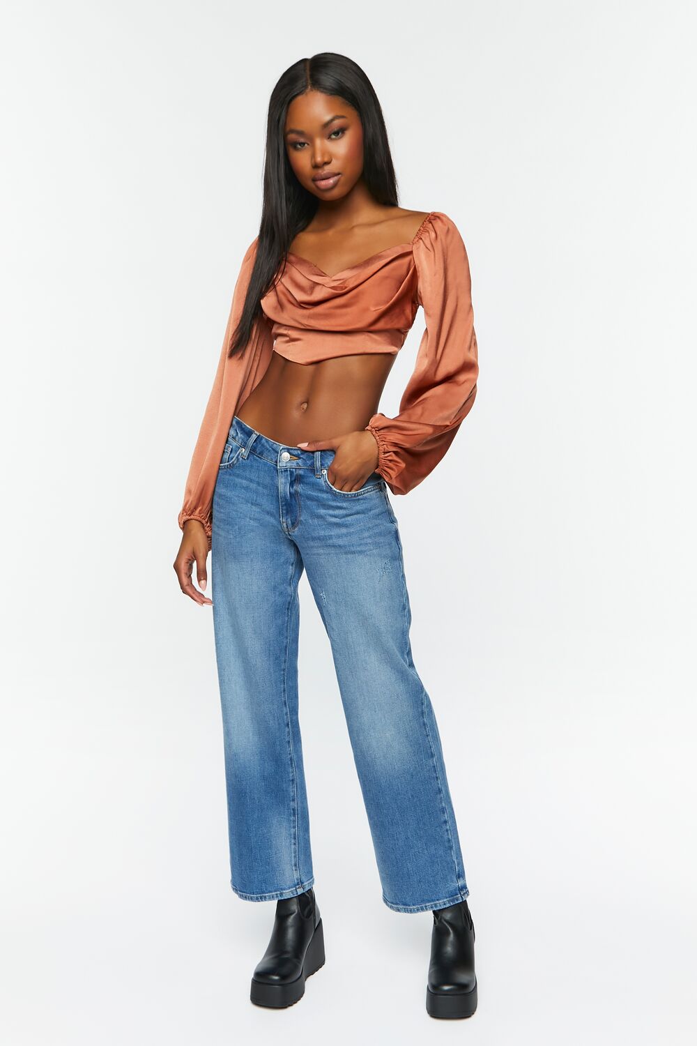 Draped Satin Crop Top - Image 4