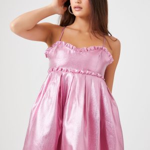 Metallic Bow Babydoll Dress