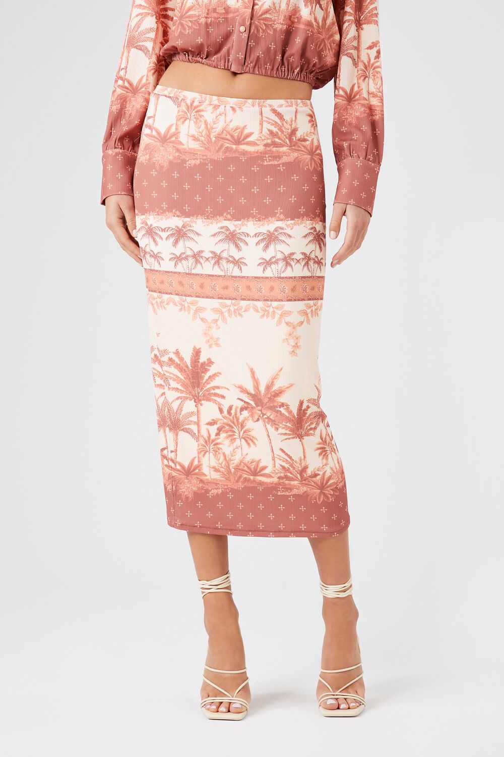 Tropical Print Midi Skirt - Image 2