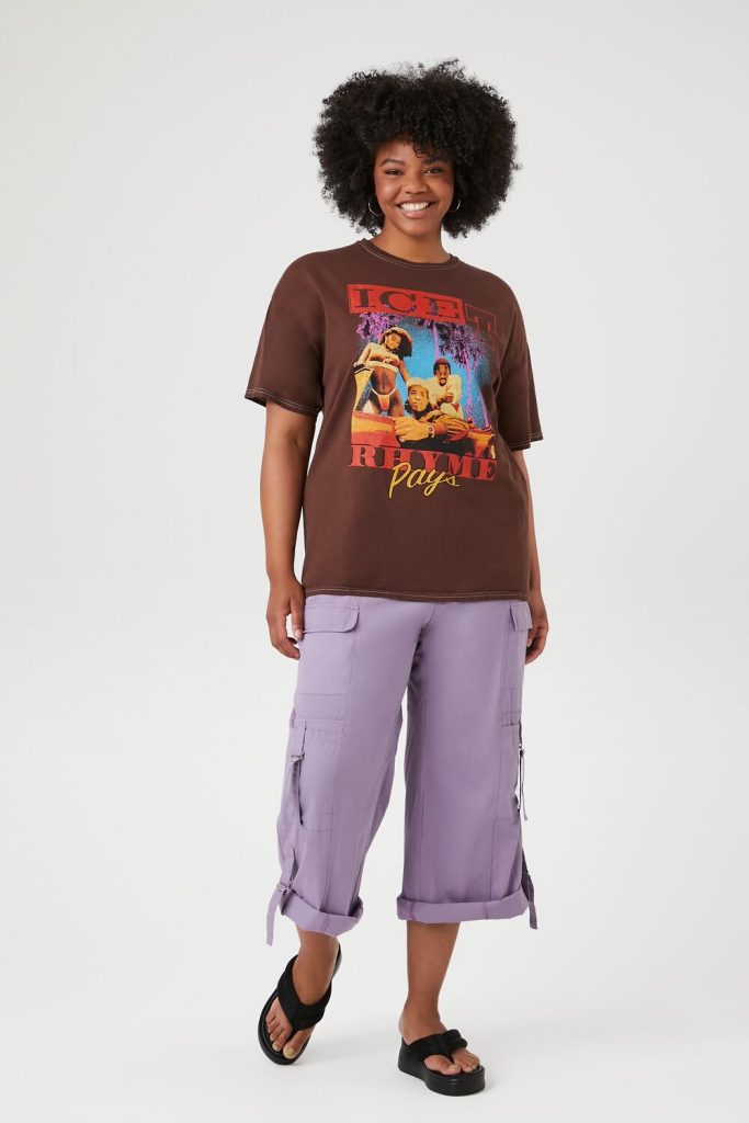 Plus Size Twill Cropped Cargo Pants