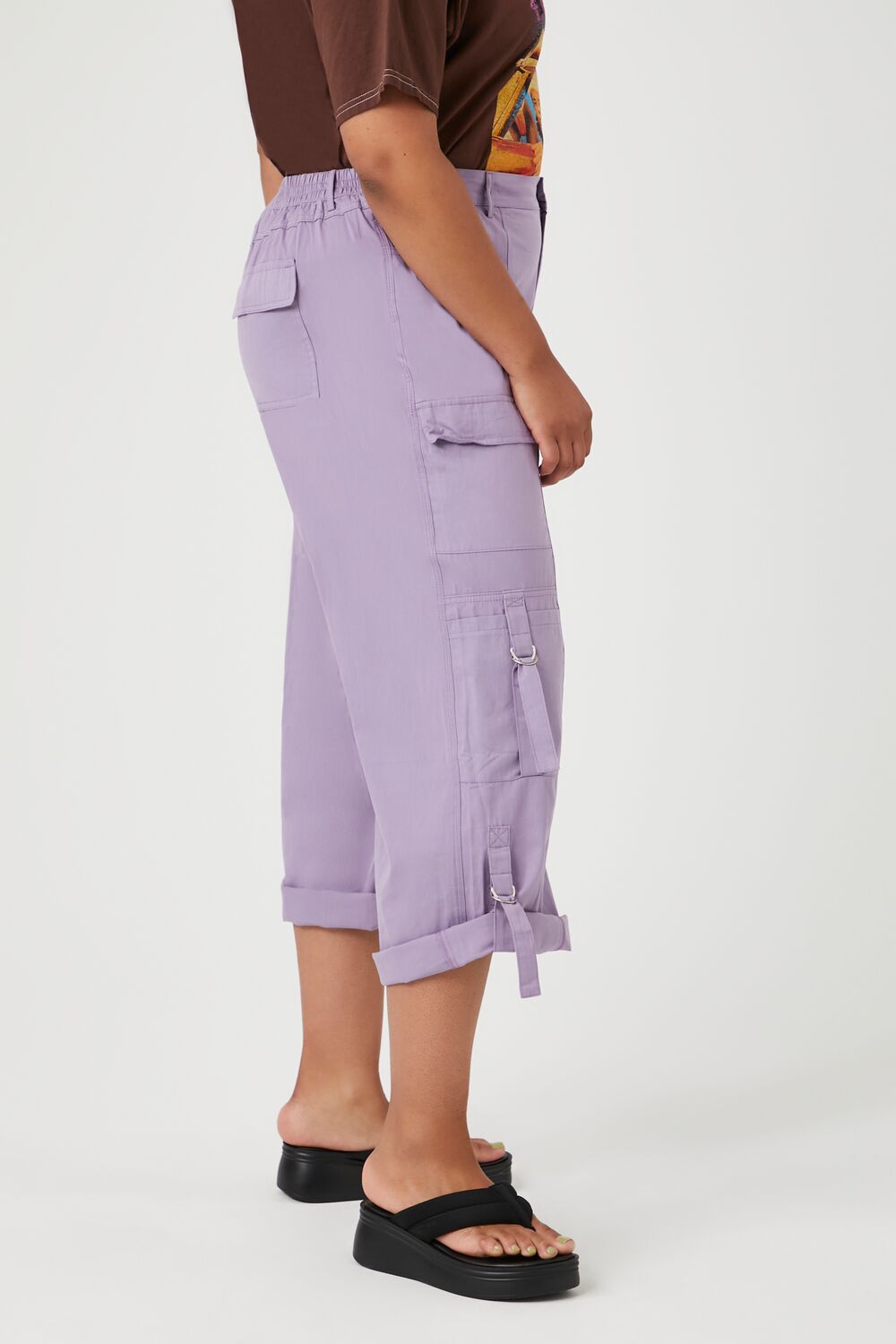 Plus Size Twill Cropped Cargo Pants - Image 3