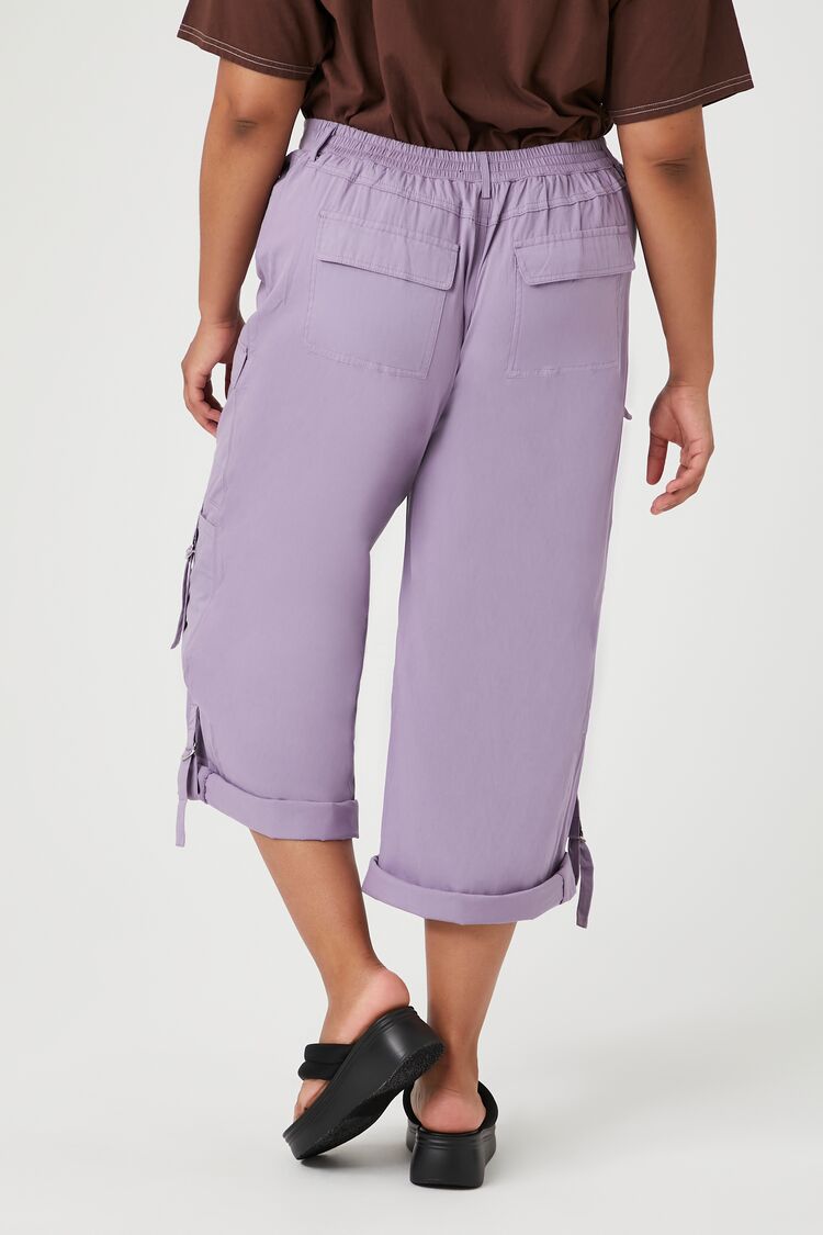 Plus Size Twill Cropped Cargo Pants - Image 4