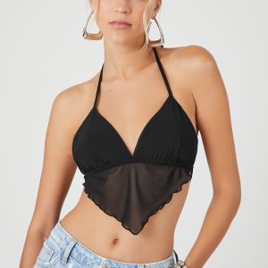 Mesh Open-Back Halter Top