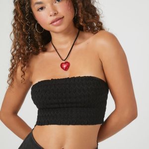 Sweater-Knit Chevron Cropped Tube Top