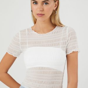 Sheer Mesh Lettuce-Edge Tee
