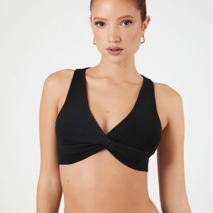 Sweater-Knit Twist-Front Crop Top