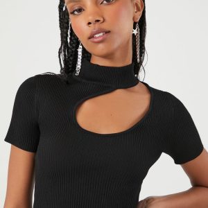 Sweater-Knit Cutout Crop Top