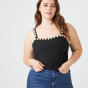 Plus Size Faux Pearl Tank Top