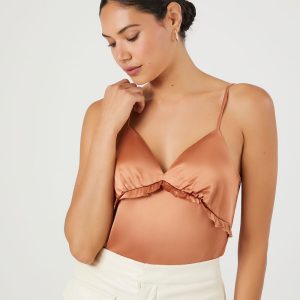 Satin Ruffle-Trim Bodysuit