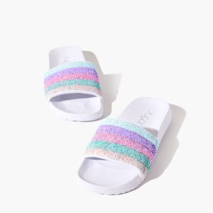 Girls Striped Sequin Slides (Kids)