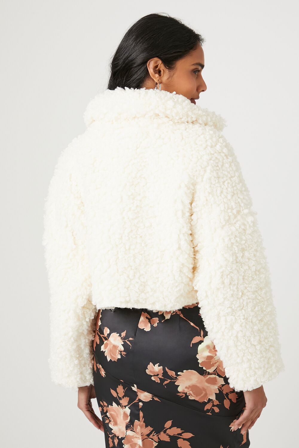Faux Shearling Cropped Moto Jacket - Image 3