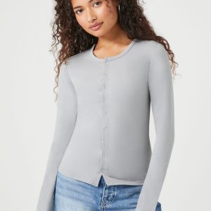 Button-Front Long-Sleeve Top