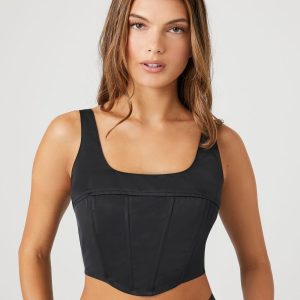 Lace-Up Corset Crop Top