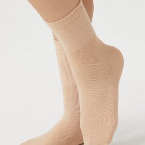 Ribbed-Trim Crew Socks