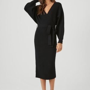 Sweater Midi Wrap Dress