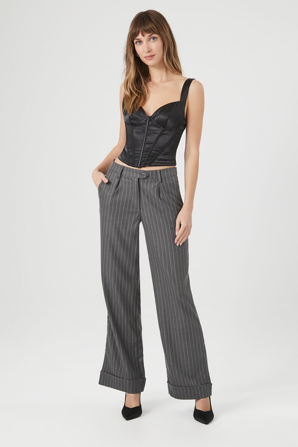 Pinstripe Wide-Leg Trousers - Image 5