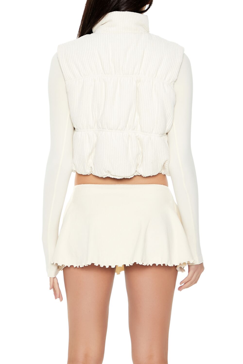 Cropped Funnel Neck Corduroy Vest - Image 10