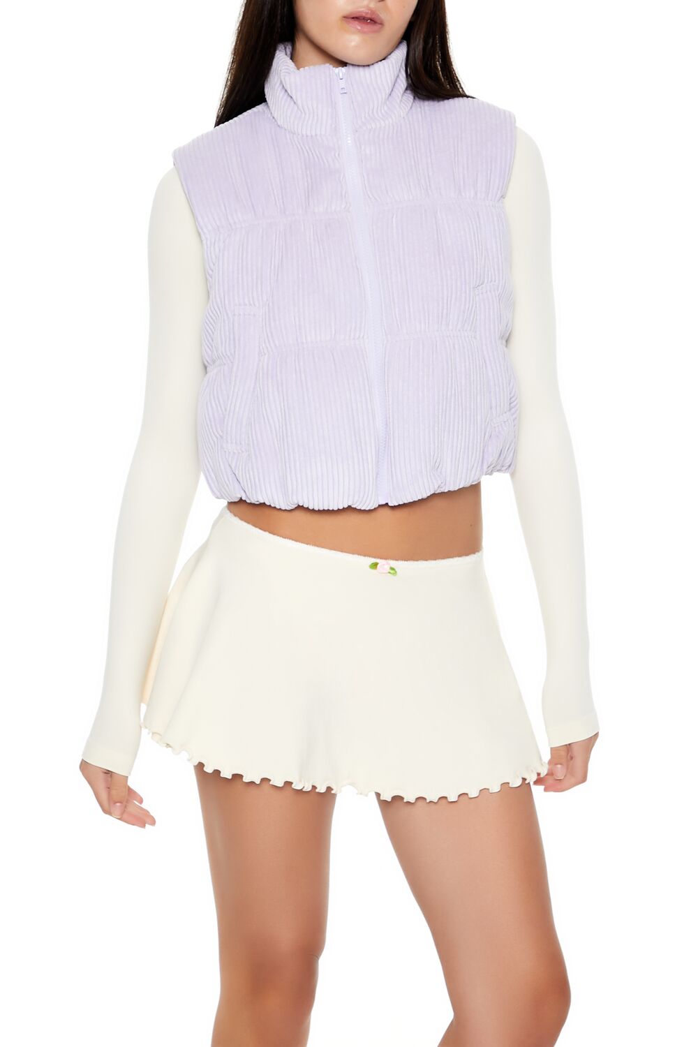 Cropped Funnel Neck Corduroy Vest - Image 11