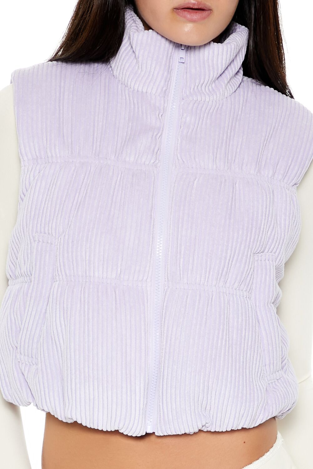 Cropped Funnel Neck Corduroy Vest - Image 13