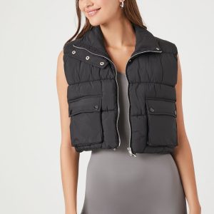 Cropped Zip-Up Puffer Vest