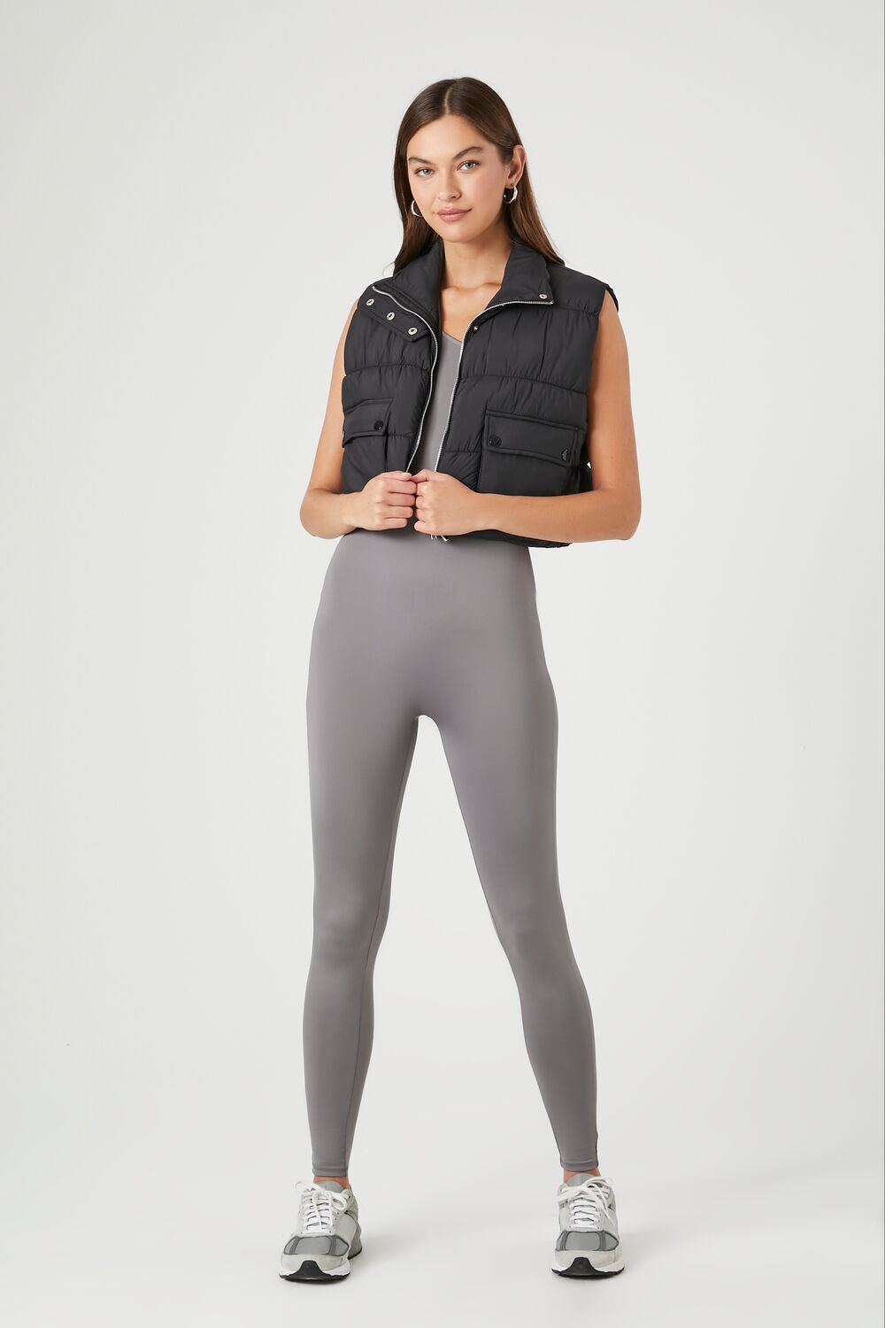 Cropped Zip-Up Puffer Vest - Image 4