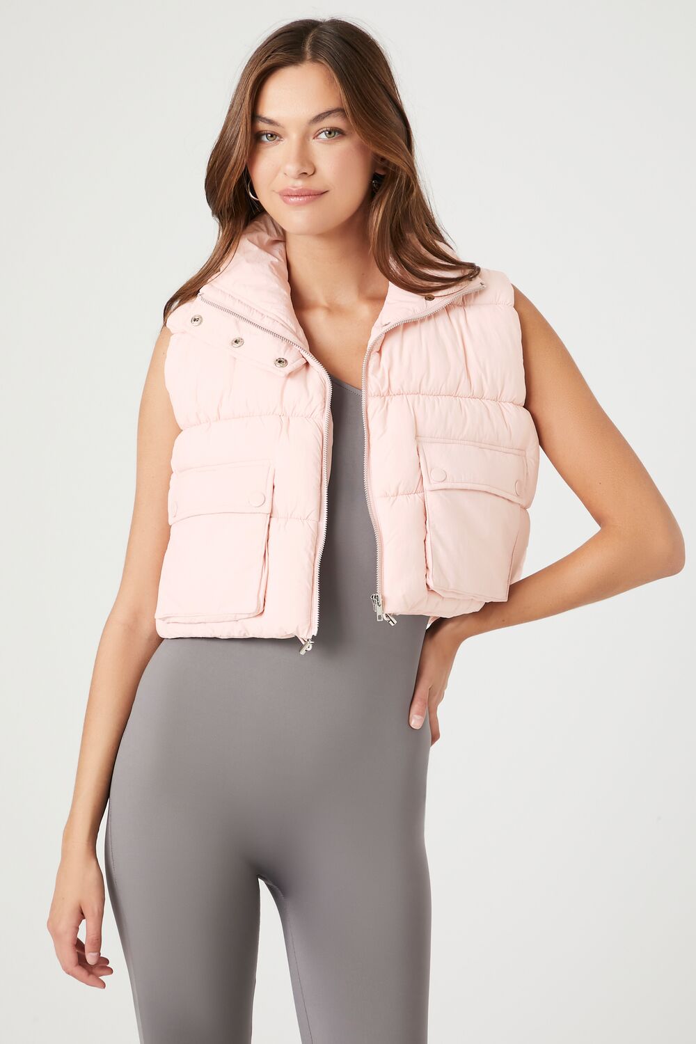 Cropped Zip-Up Puffer Vest - Image 6