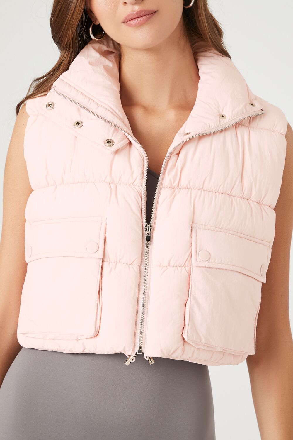 Cropped Zip-Up Puffer Vest - Image 10