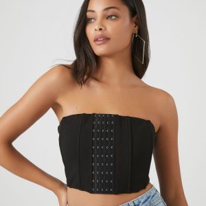 Hook-and-Eye Cropped Tube Top