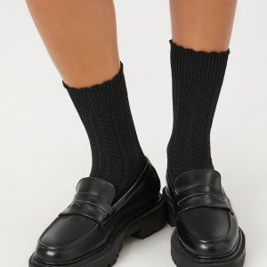 Pointelle Knit Crew Socks
