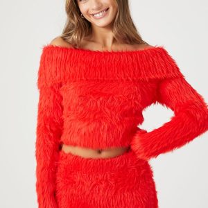 Faux Fur Off-the-Shoulder Top