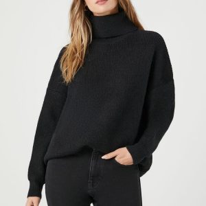 Ribbed Knit Turtleneck Sweater
