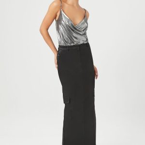 Satin Cargo Maxi Skirt