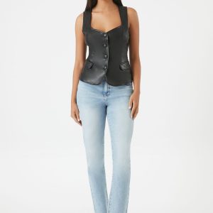 Sleeveless Faux Leather Top