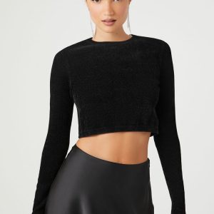 Cropped Long-Sleeve Sweater
