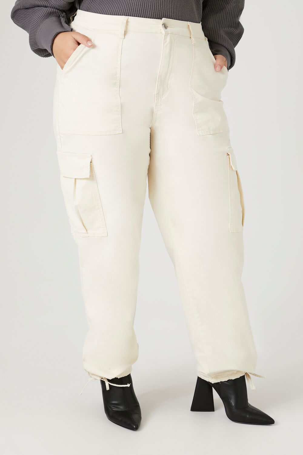 Plus Size Drawstring-Hem Cargo Pants - Image 2