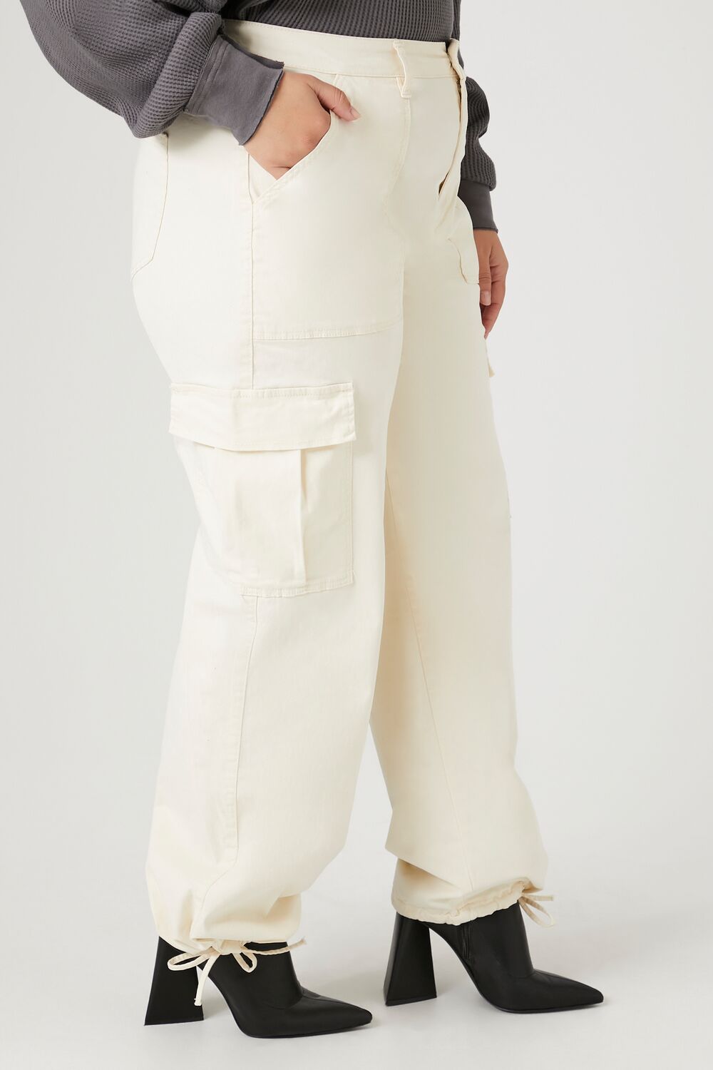 Plus Size Drawstring-Hem Cargo Pants - Image 3