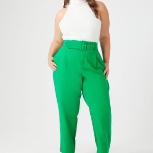 Plus Size Belted Trouser Pants