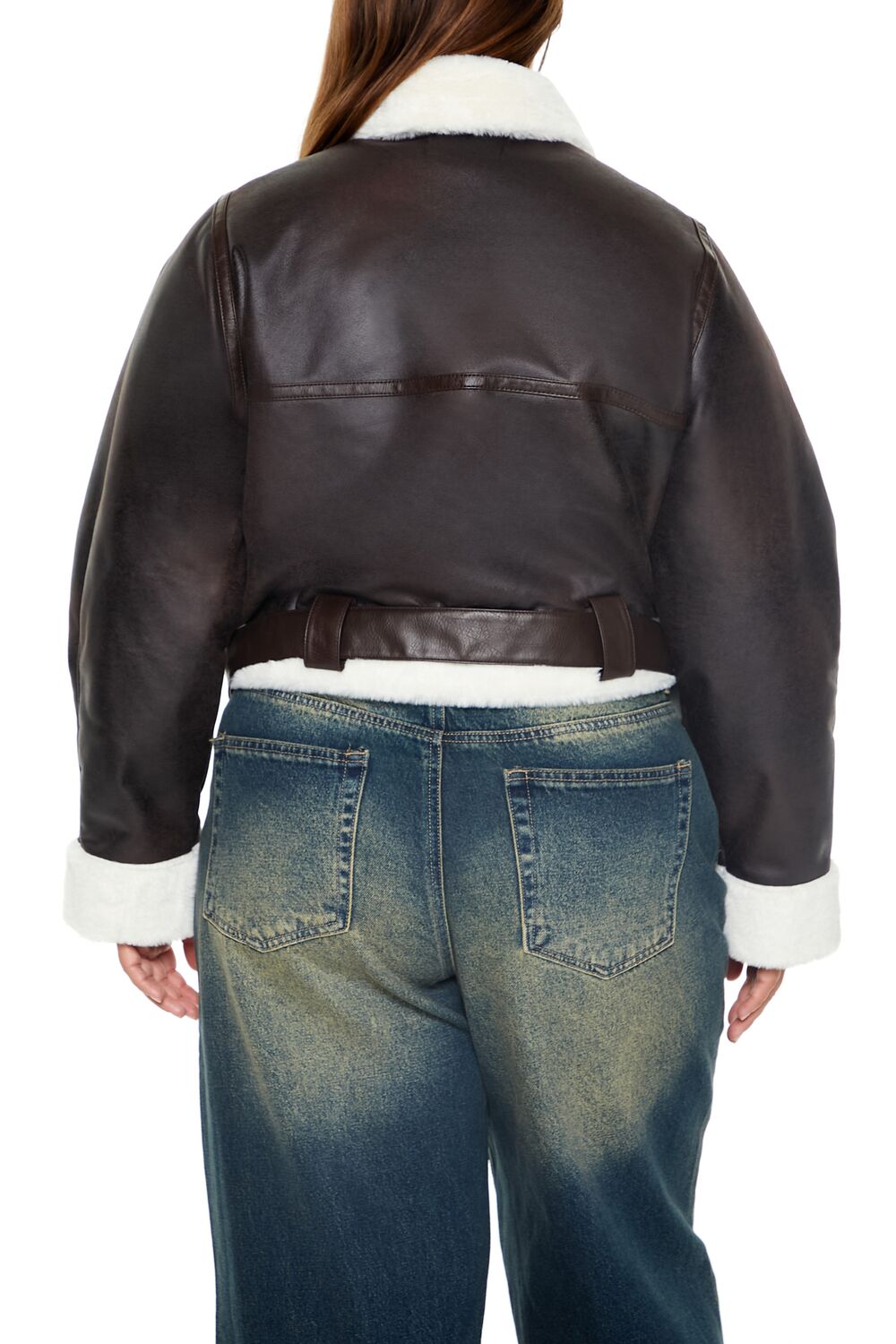 Plus Size Faux Leather Moto Jacket - Image 5