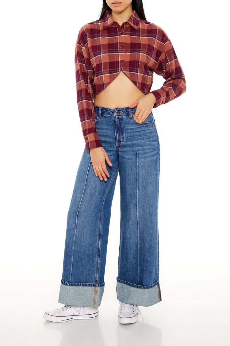 Plaid Flannel Cropped Shirt - Image 2