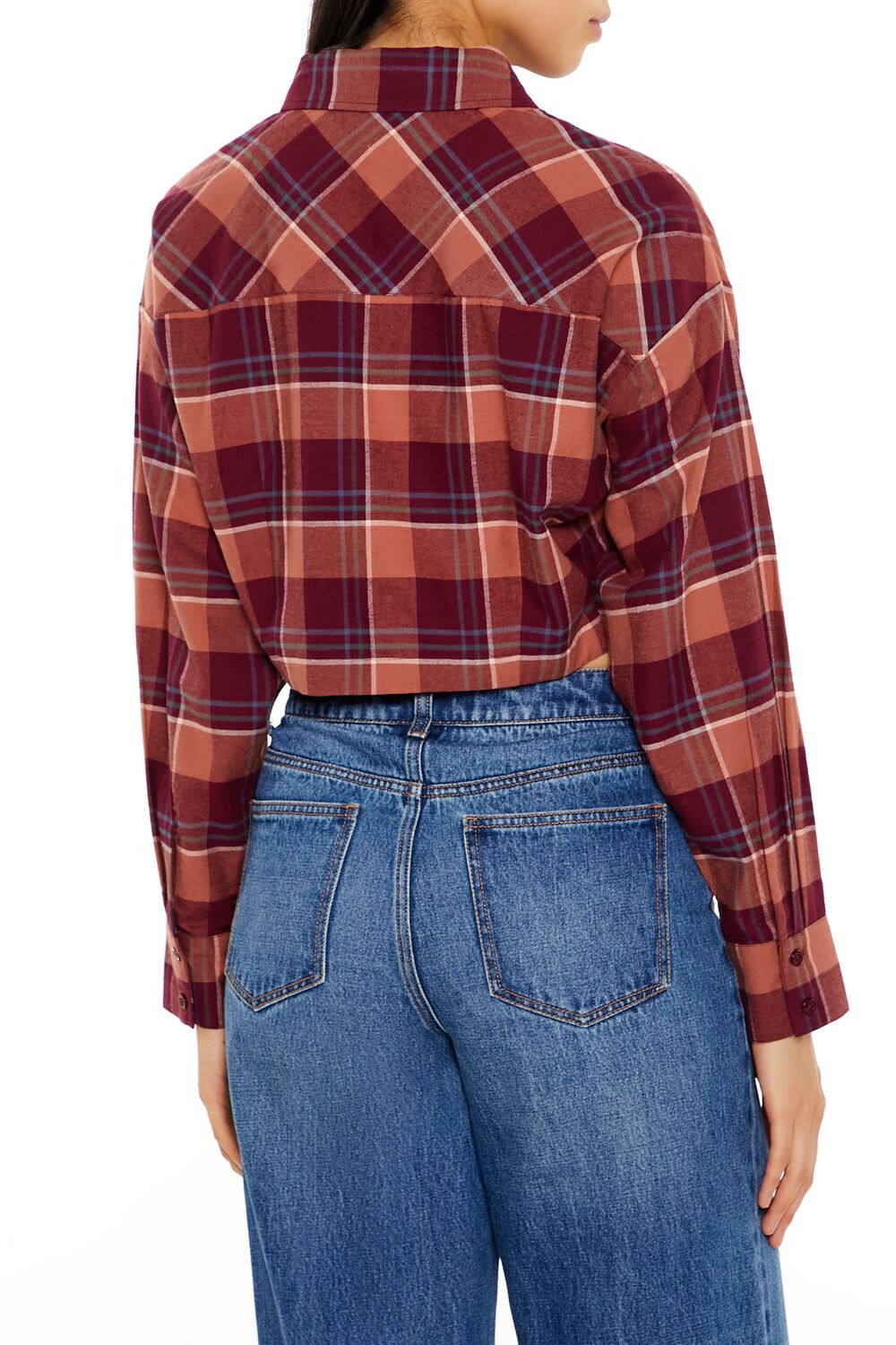 Plaid Flannel Cropped Shirt - Image 5