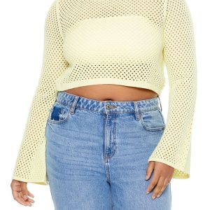 Plus Size Netted Cropped Sweater