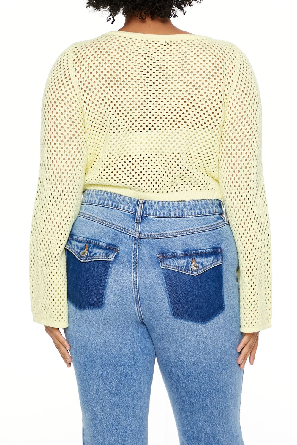 Plus Size Netted Cropped Sweater - Image 5