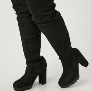 Faux Suede Over-the-Knee Boots (Wide)