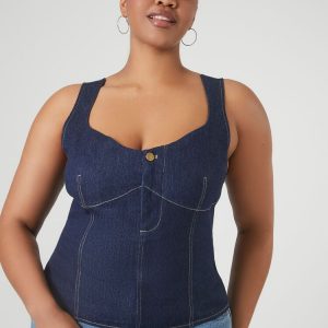 Plus Size Denim Bustier Top