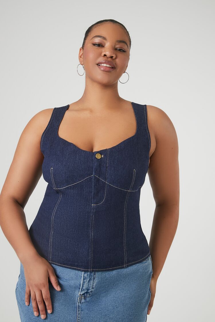 Plus Size Denim Bustier Top