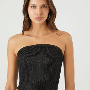 Cropped Sweater-Knit Tube Top