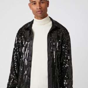 Sequin Drop-Sleeve Shirt